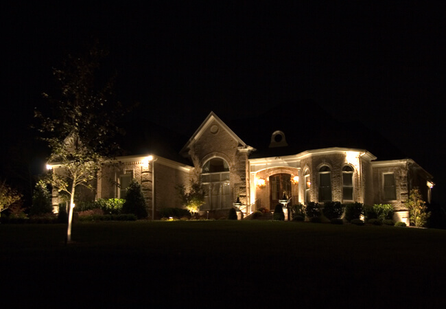 exterior shot of a home at night